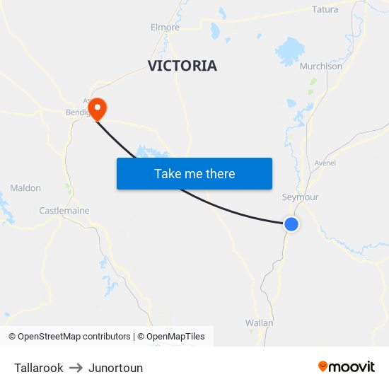 Tallarook to Junortoun map