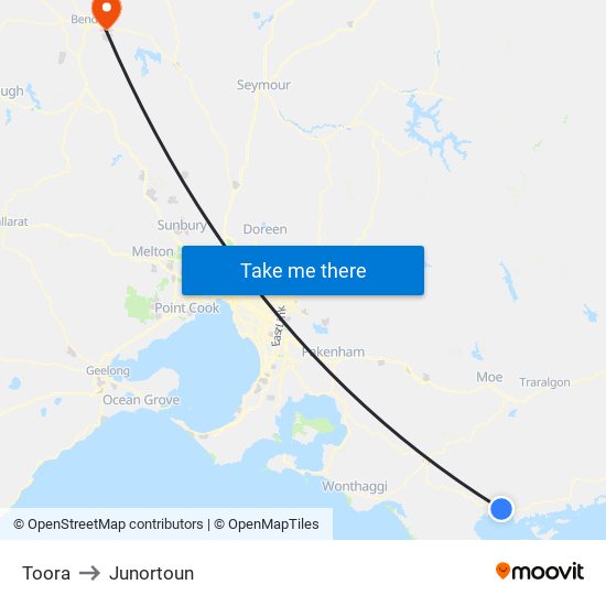 Toora to Junortoun map