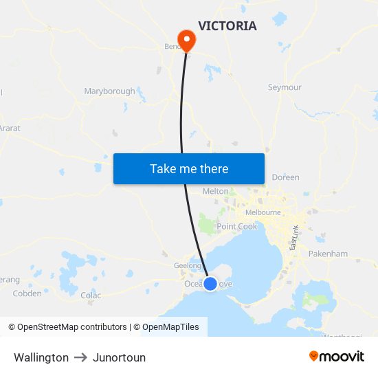 Wallington to Junortoun map