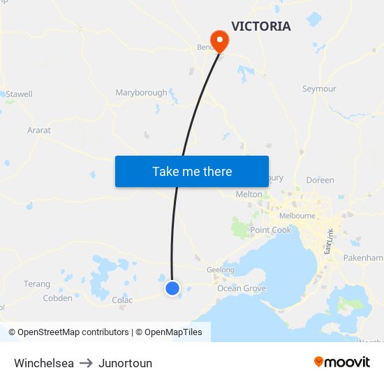 Winchelsea to Junortoun map