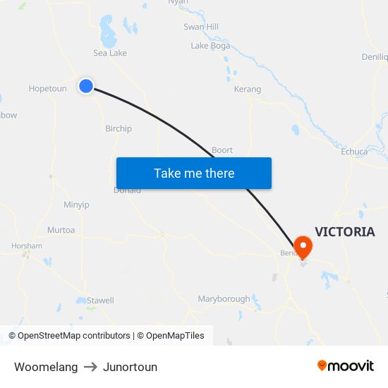 Woomelang to Junortoun map