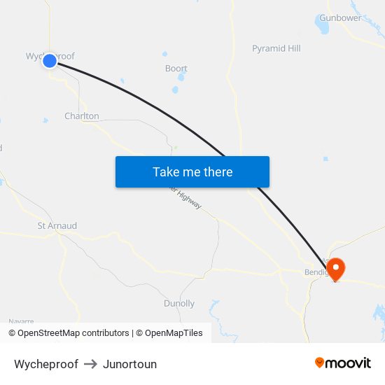 Wycheproof to Junortoun map