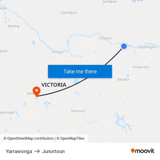 Yarrawonga to Junortoun map