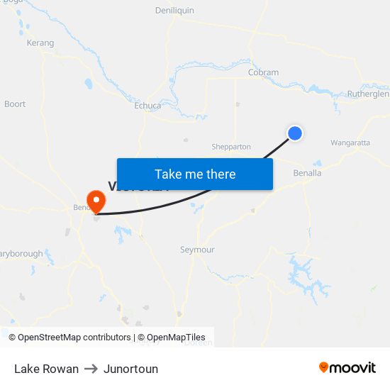 Lake Rowan to Junortoun map