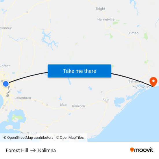 Forest Hill to Kalimna map