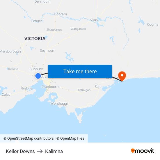 Keilor Downs to Kalimna map