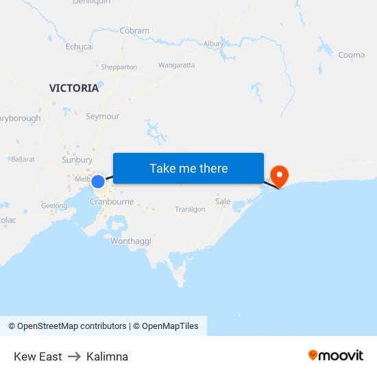 Kew East to Kalimna map