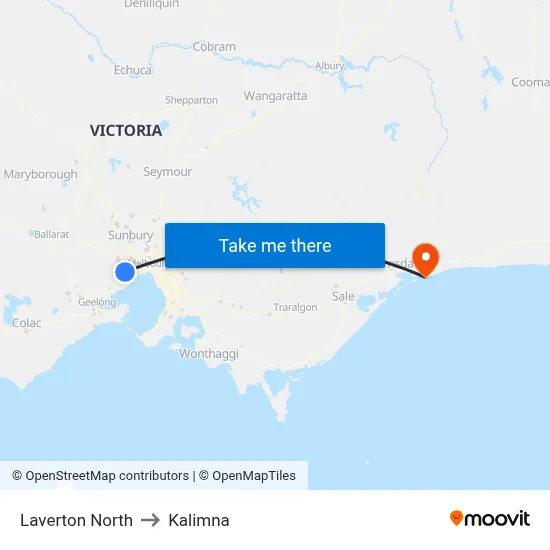 Laverton North to Kalimna map