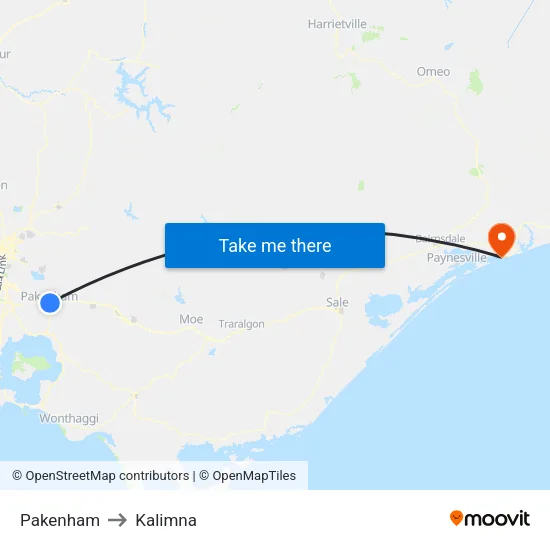 Pakenham to Kalimna map