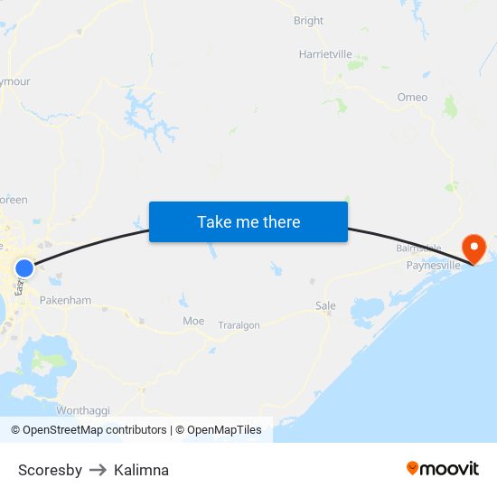 Scoresby to Kalimna map