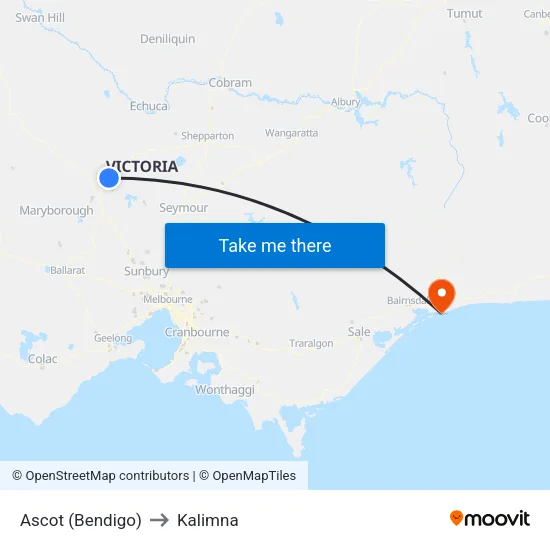 Ascot (Bendigo) to Kalimna map