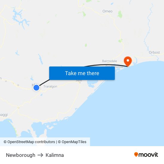 Newborough to Kalimna map
