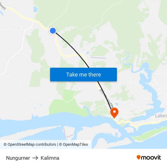 Nungurner to Kalimna map