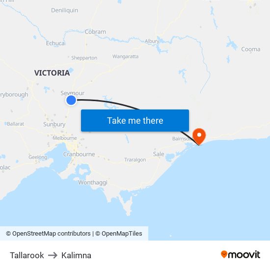 Tallarook to Kalimna map