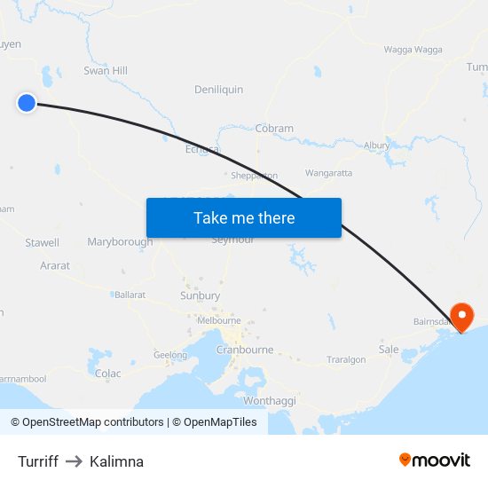 Turriff to Kalimna map