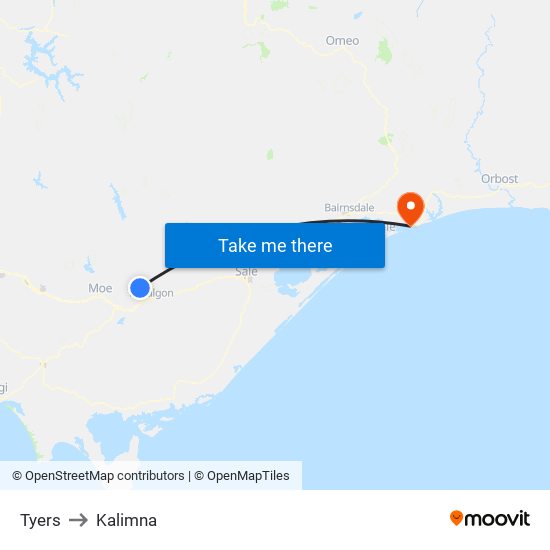 Tyers to Kalimna map