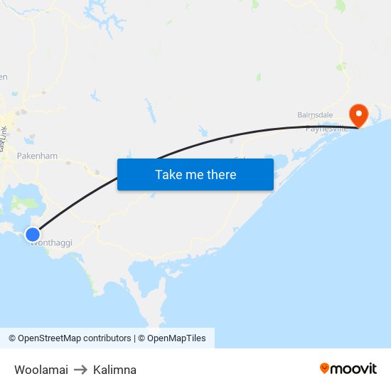Woolamai to Kalimna map