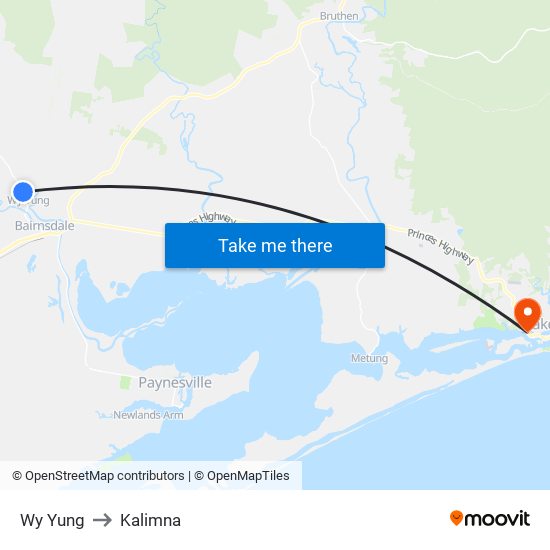 Wy Yung to Kalimna map