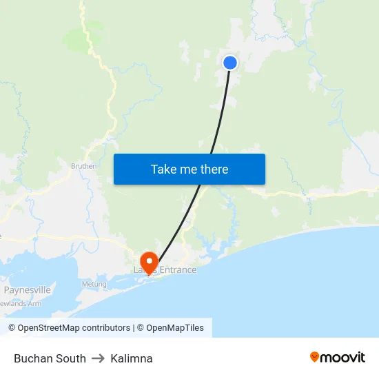 Buchan South to Kalimna map
