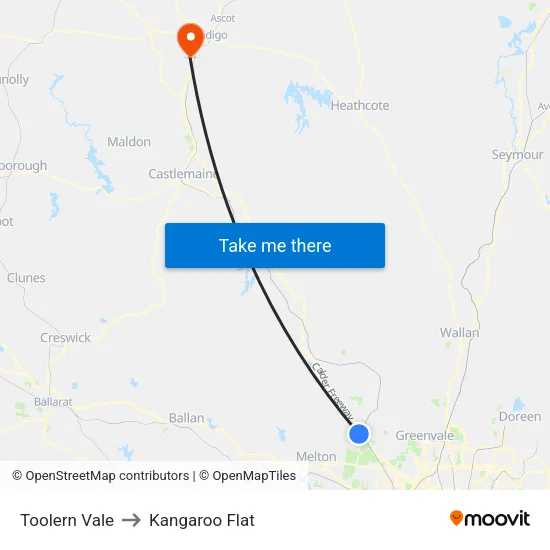 Toolern Vale to Kangaroo Flat map