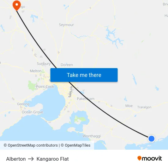 Alberton to Kangaroo Flat map