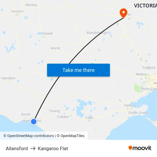 Allansford to Kangaroo Flat map