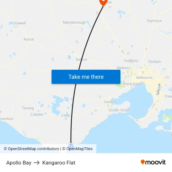 Apollo Bay to Kangaroo Flat map