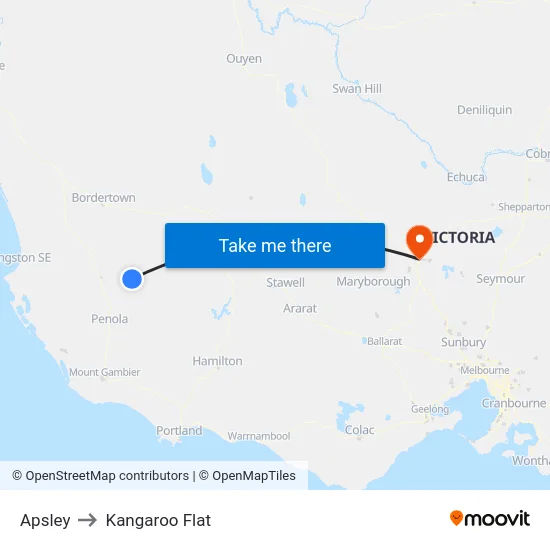 Apsley to Kangaroo Flat map