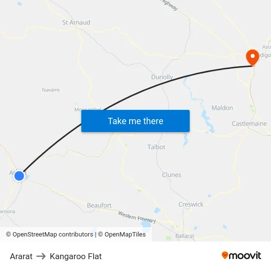 Ararat to Kangaroo Flat map