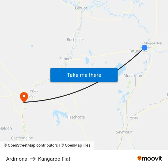 Ardmona to Kangaroo Flat map