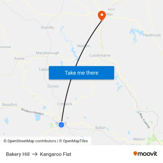 Bakery Hill to Kangaroo Flat map