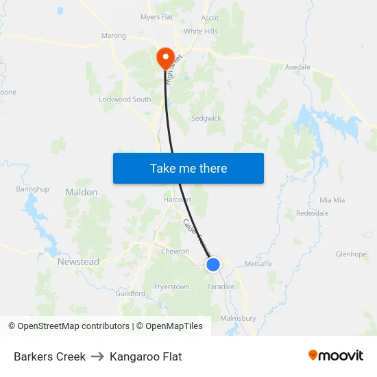 Barkers Creek to Kangaroo Flat map