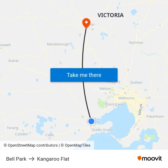 Bell Park to Kangaroo Flat map