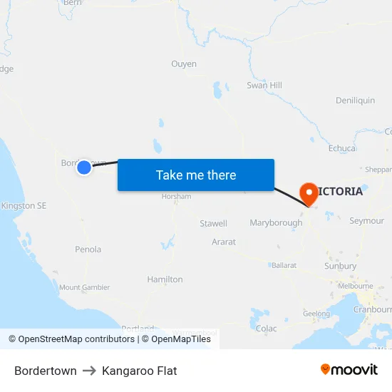 Bordertown to Kangaroo Flat map