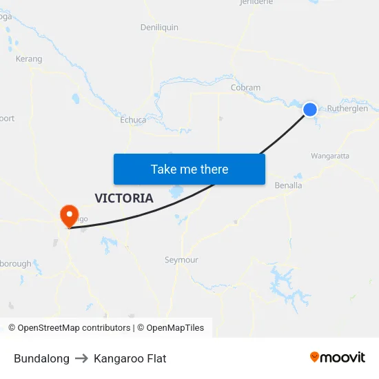 Bundalong to Kangaroo Flat map