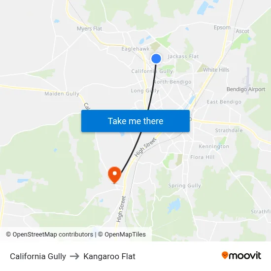 California Gully to Kangaroo Flat map