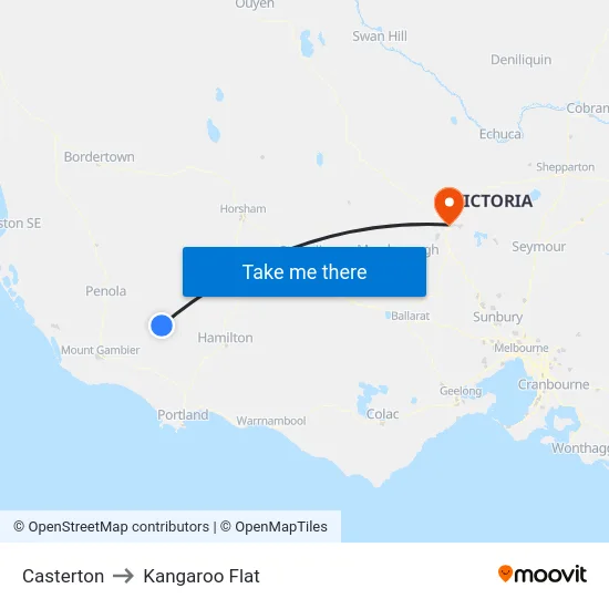 Casterton to Kangaroo Flat map