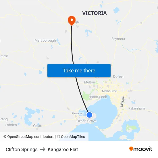 Clifton Springs to Kangaroo Flat map