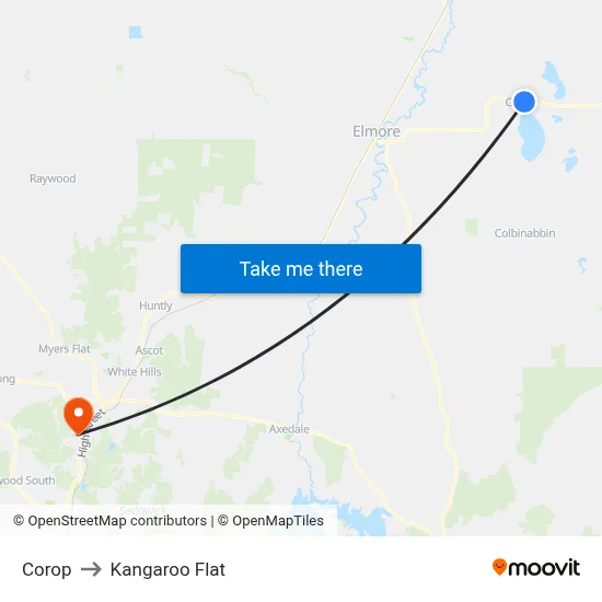 Corop to Kangaroo Flat map
