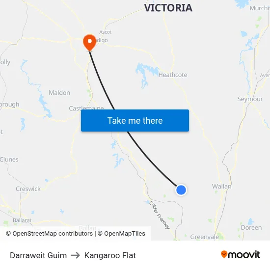 Darraweit Guim to Kangaroo Flat map