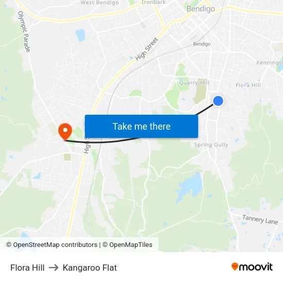 Flora Hill to Kangaroo Flat map