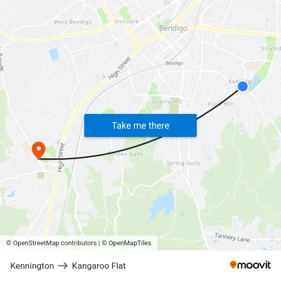 Kennington to Kangaroo Flat map