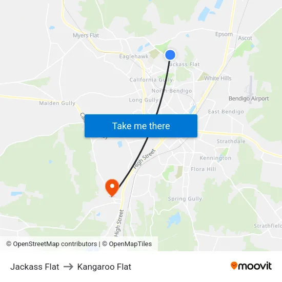 Jackass Flat to Kangaroo Flat map