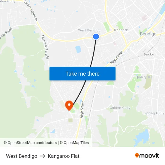 West Bendigo to Kangaroo Flat map