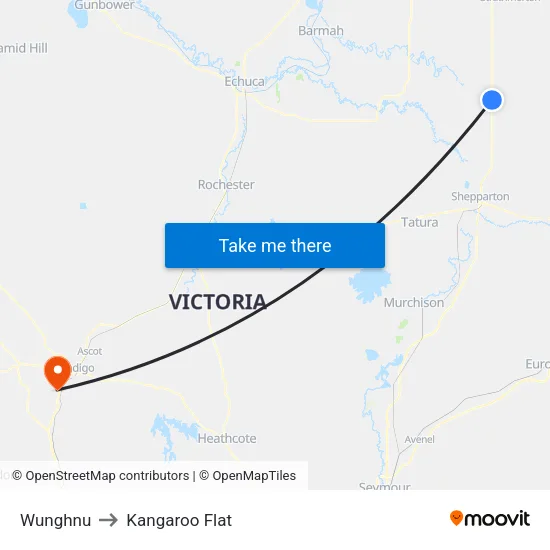 Wunghnu to Kangaroo Flat map