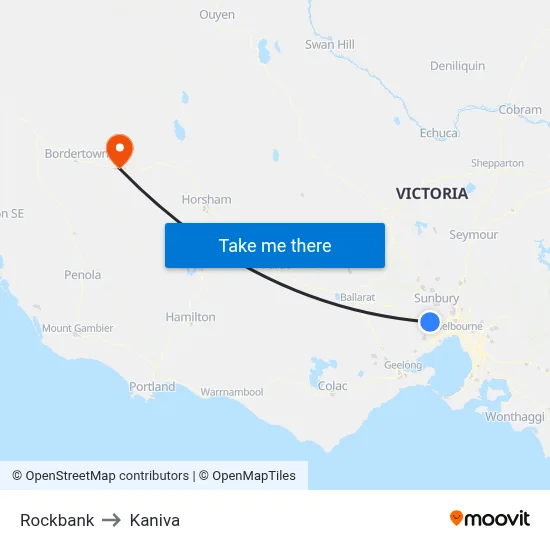 Rockbank to Kaniva map