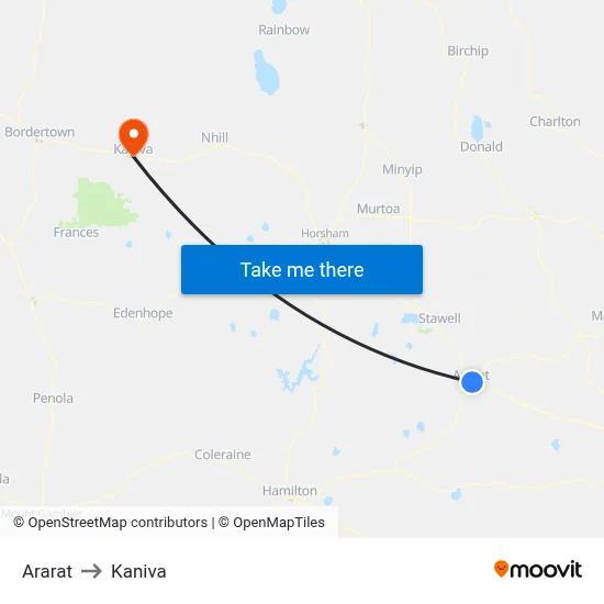 Ararat to Kaniva map