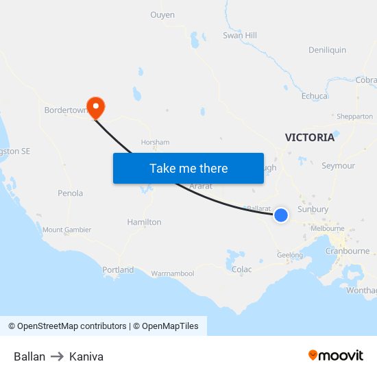 Ballan to Kaniva map