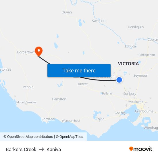 Barkers Creek to Kaniva map