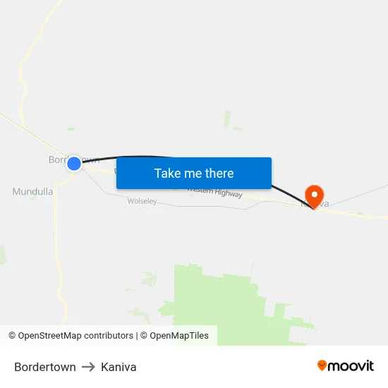 Bordertown to Kaniva map